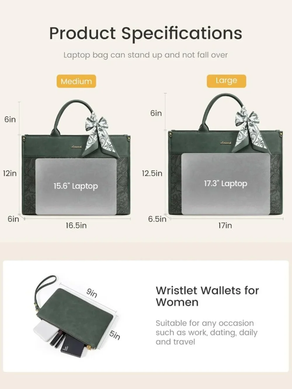 Vintage Laptop Tote Bag for Women | Waterproof Work Bag with Cup Holder & Scarf